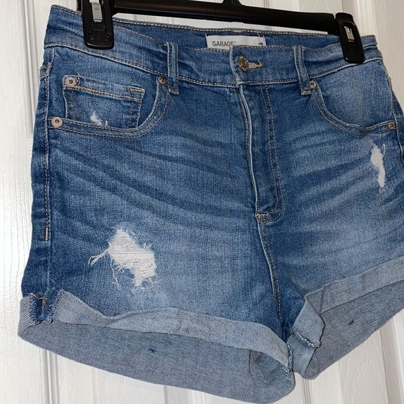 GARAGE Jean Shorts Distressed High Rise Cuffed Size 7 - Picture 3 of 16